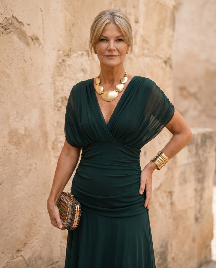 Abito maxi elegante per festa con scollatura a cuore