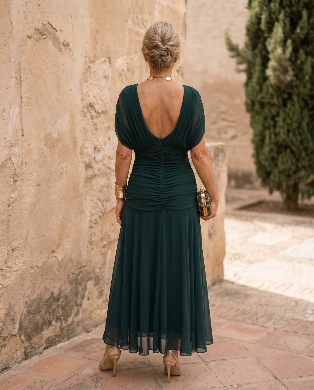 Abito maxi elegante per festa con scollatura a cuore
