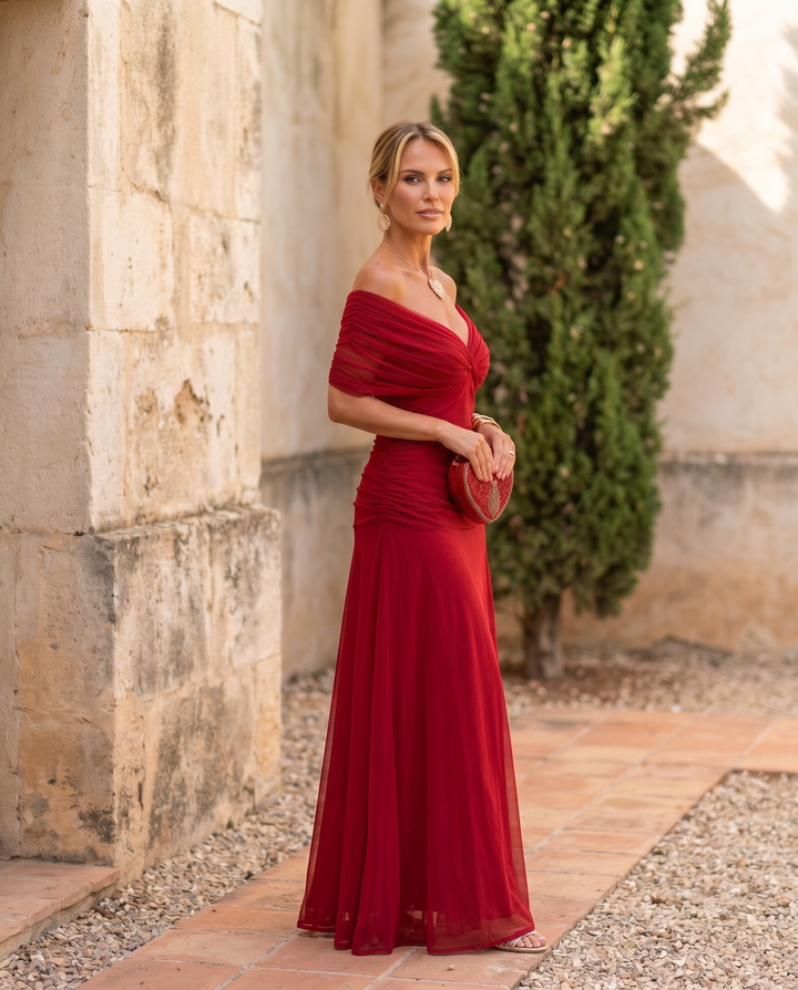 Abito maxi elegante per festa con scollatura a cuore