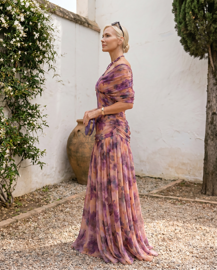 Abito maxi elegante per festa con scollatura a cuore