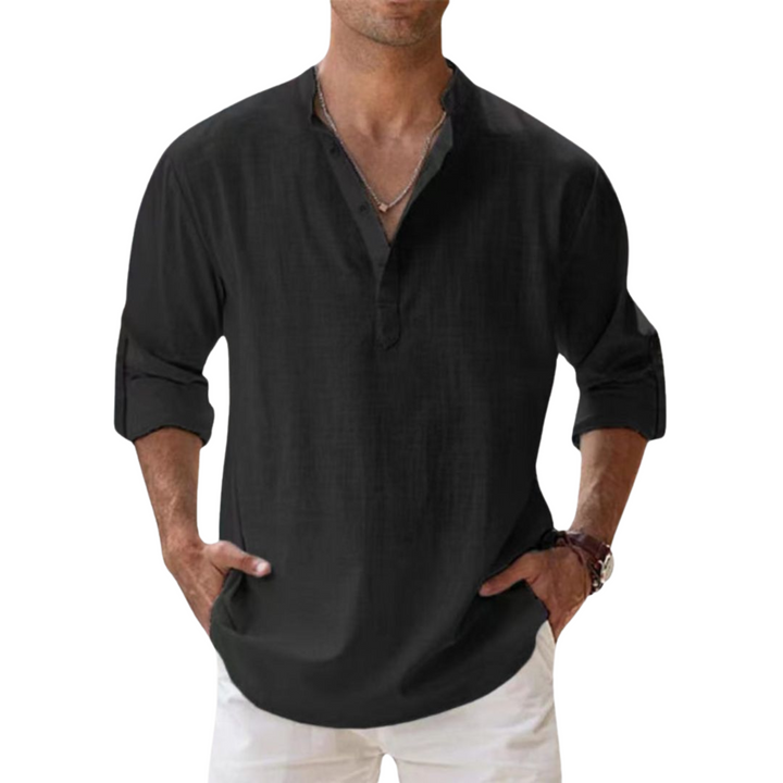 Lenoir™ - Camicia Henley in cotone effetto lino