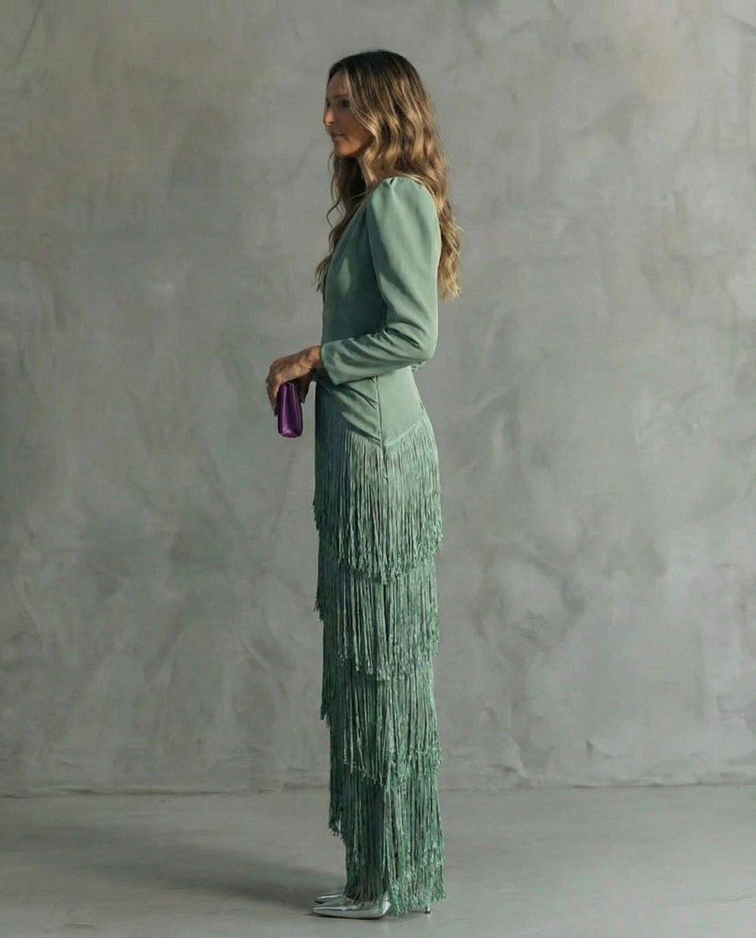Clara™ | Elegante Vestito Midi con Maniche Frangiate