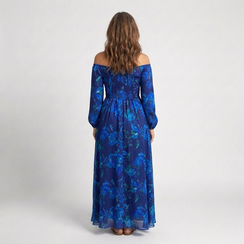 Aspen | Vestito Maxi Floreale con Spalle Scoperte