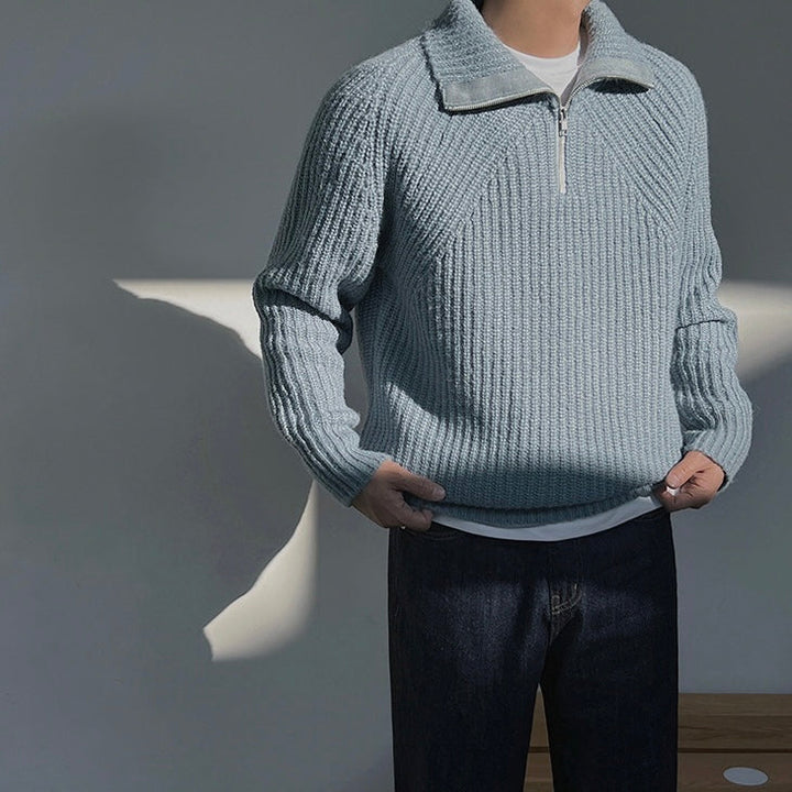 Lenoir™ | Pullover Azure con zip a quarti