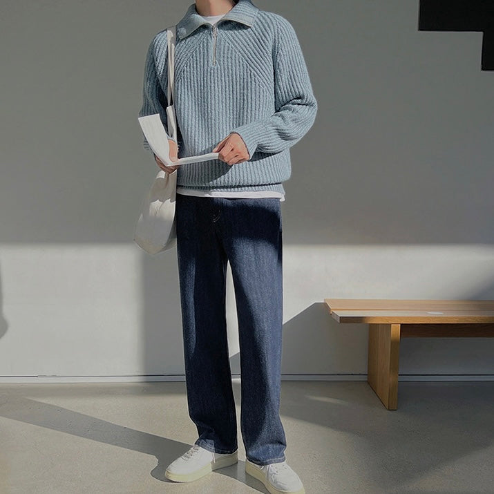 Lenoir™ | Pullover Azure con zip a quarti