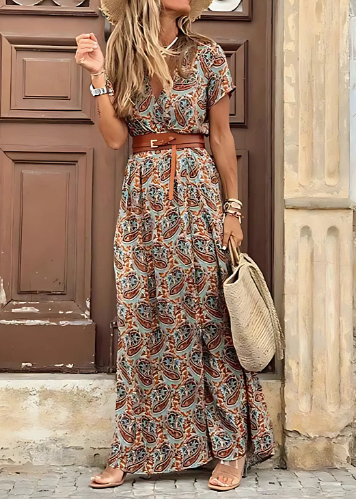 Justine™ – Vestito lungo bohemien fluido con cintura