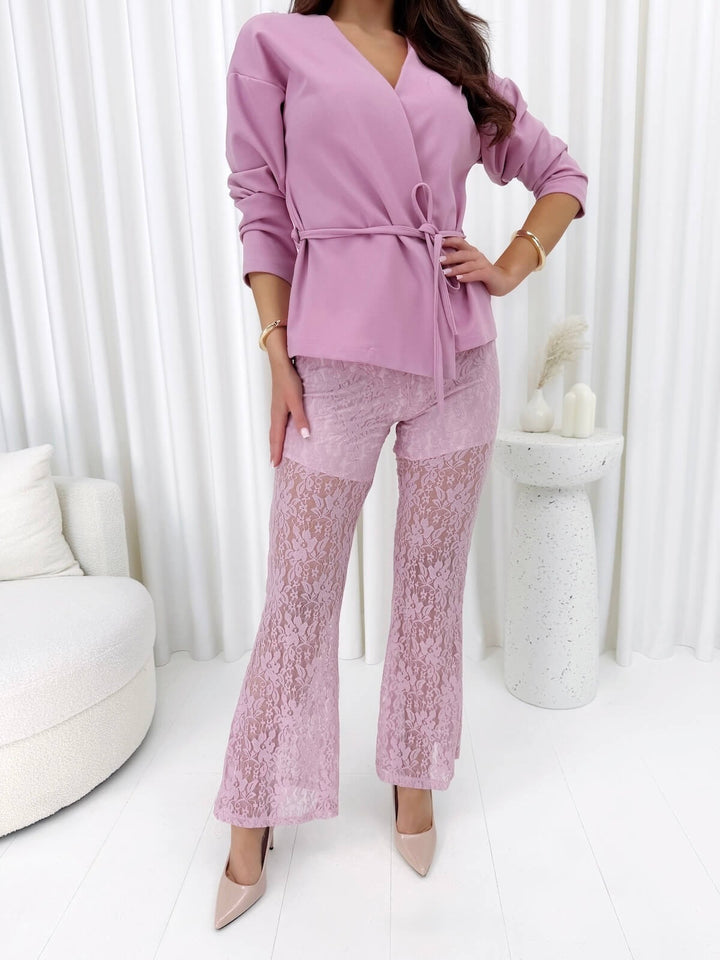 Set con Pantaloni in Pizzo