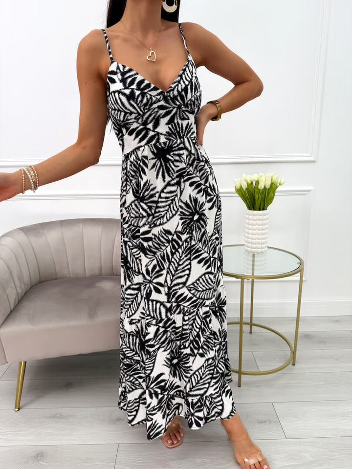 Abito Strappy con Motivo Cobalto