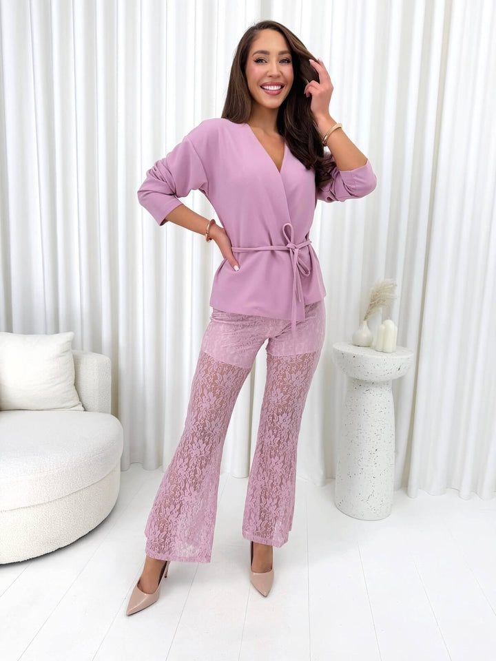 Set con Pantaloni in Pizzo