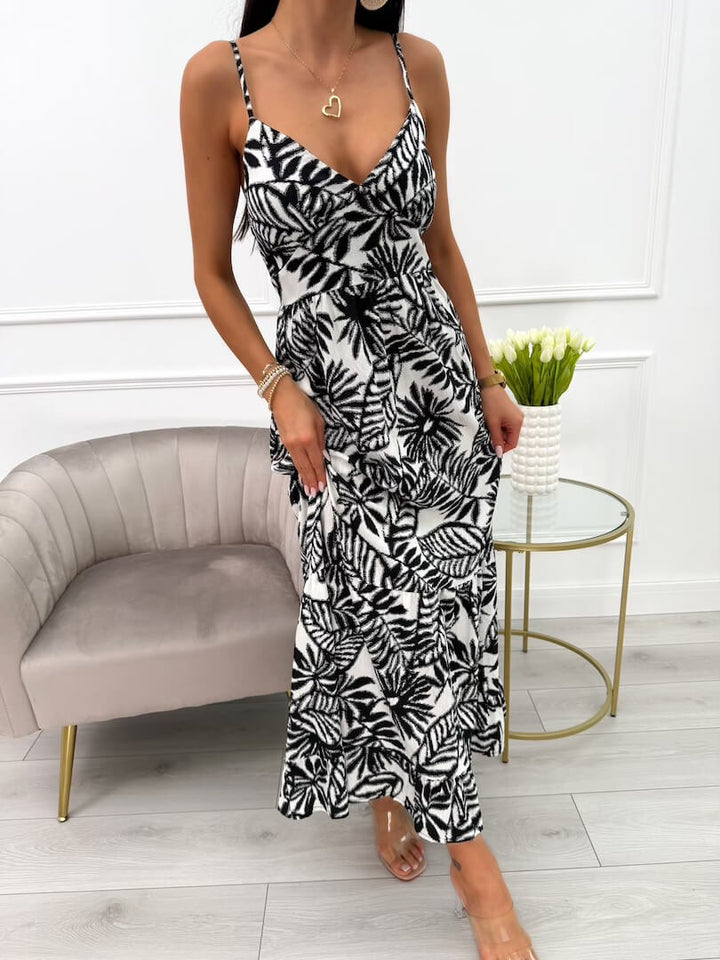 Abito Strappy con Motivo Cobalto