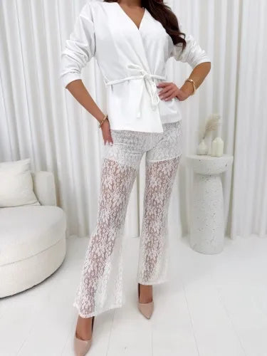 Set con Pantaloni in Pizzo