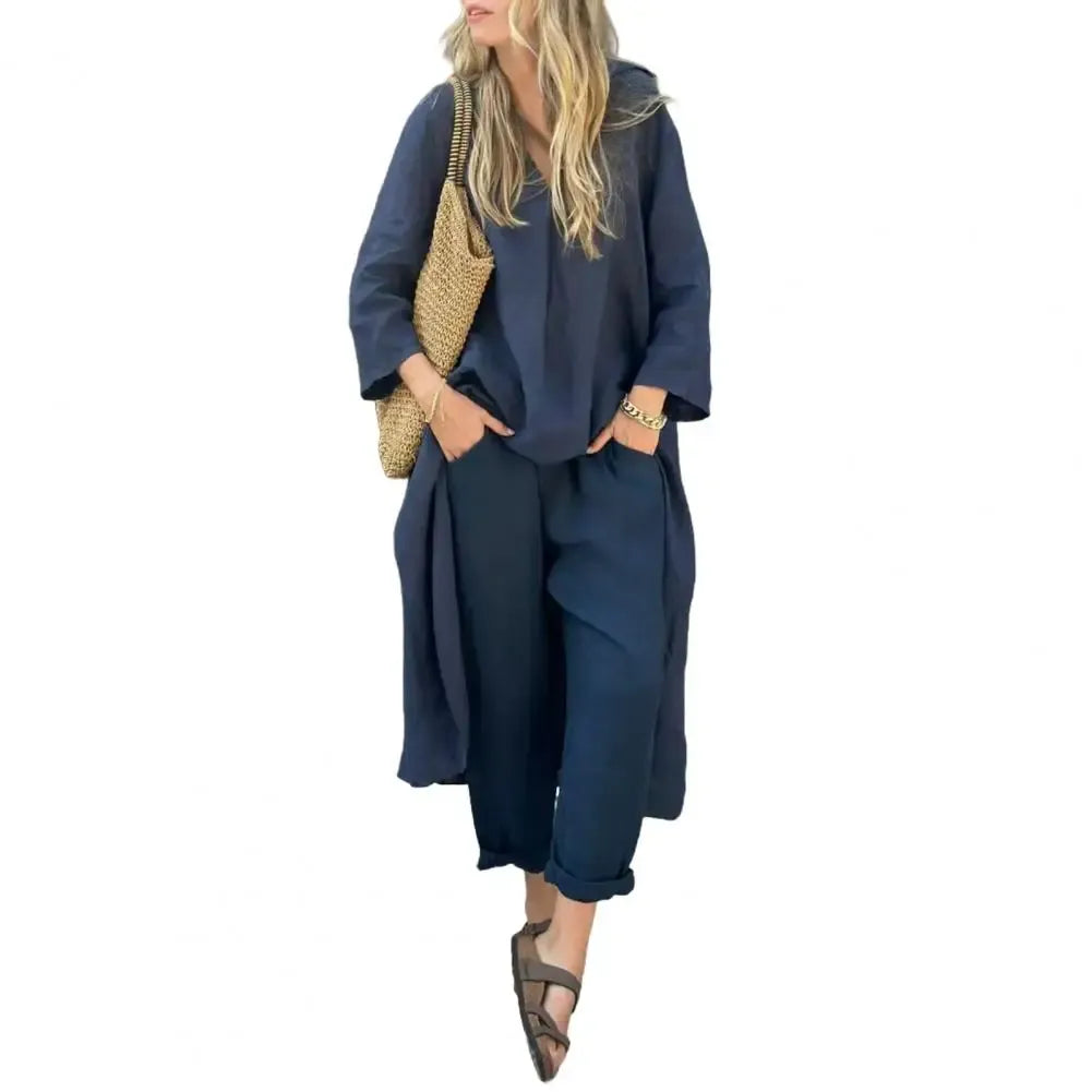 Lucía | Completo di Gilet Lungo Relax e Pantaloni a Gamba Larga