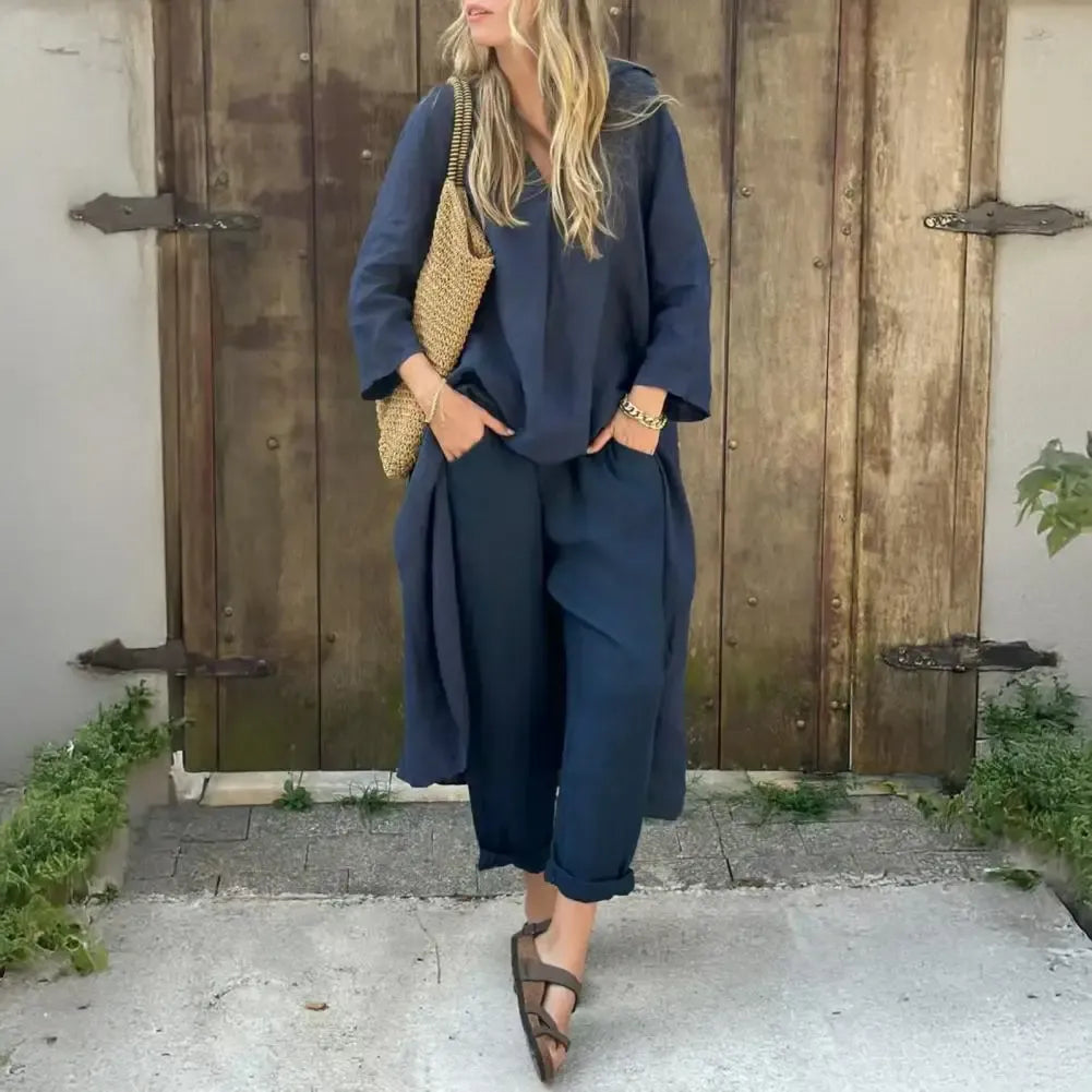 Lucía | Completo di Gilet Lungo Relax e Pantaloni a Gamba Larga