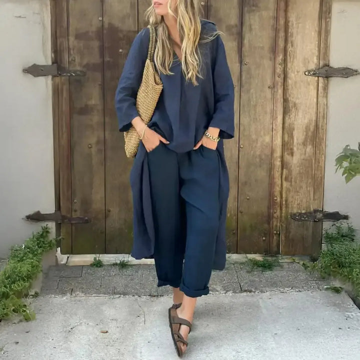 Lucía | Completo di Gilet Lungo Relax e Pantaloni a Gamba Larga