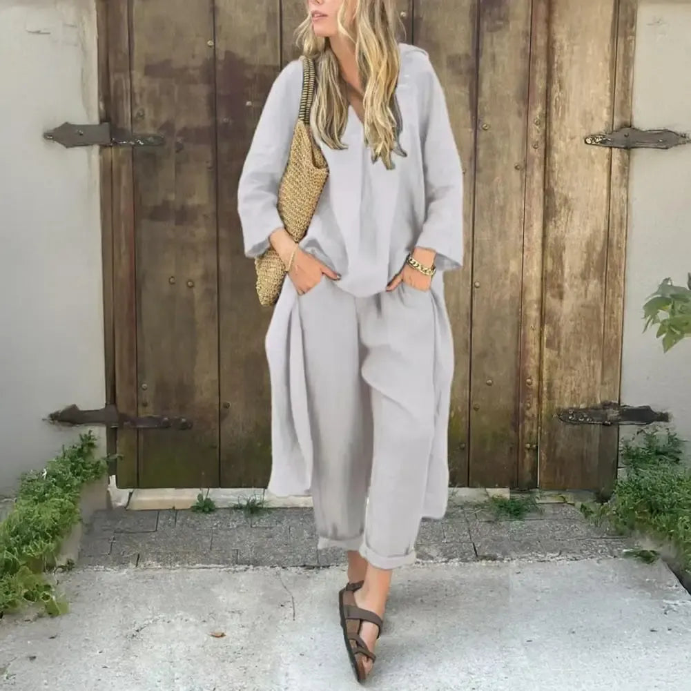 Lucía | Completo di Gilet Lungo Relax e Pantaloni a Gamba Larga