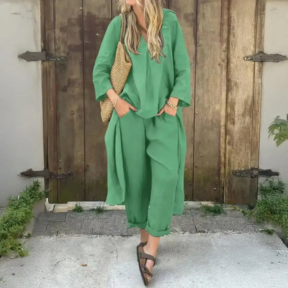Lucía | Completo di Gilet Lungo Relax e Pantaloni a Gamba Larga
