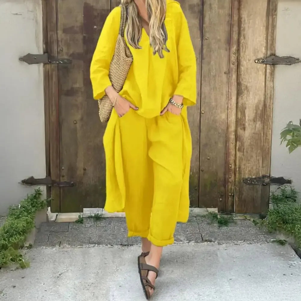Lucía | Completo di Gilet Lungo Relax e Pantaloni a Gamba Larga