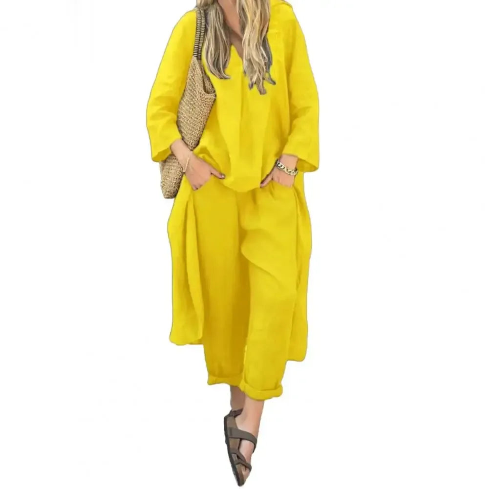 Lucía | Completo di Gilet Lungo Relax e Pantaloni a Gamba Larga