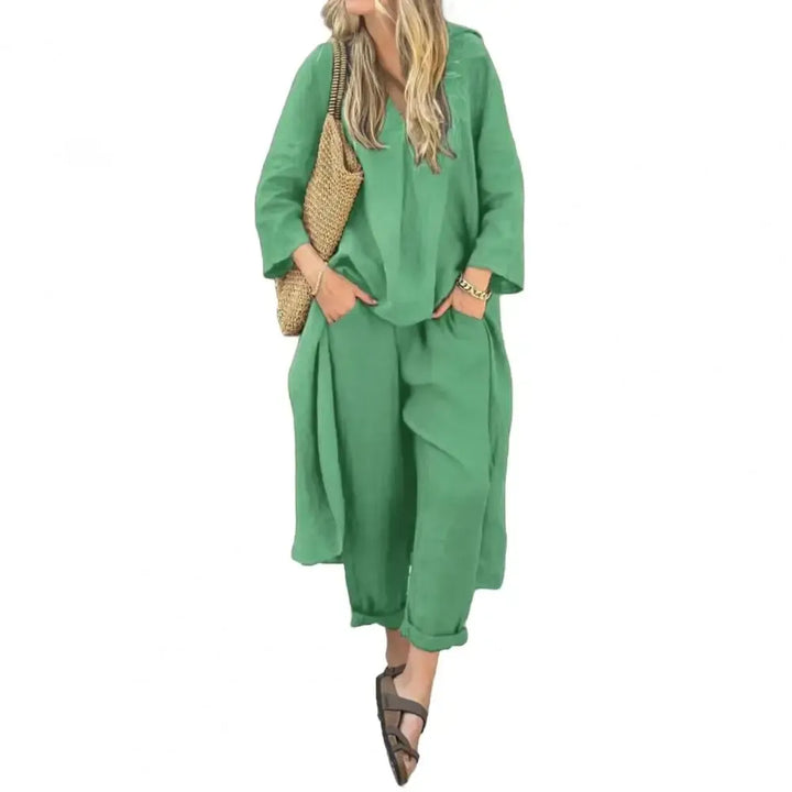 Lucía | Completo di Gilet Lungo Relax e Pantaloni a Gamba Larga