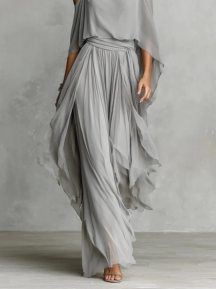 Isabela | Completo Fluido Grigio Elegante Top con Spalline & Pantaloni Leggeri