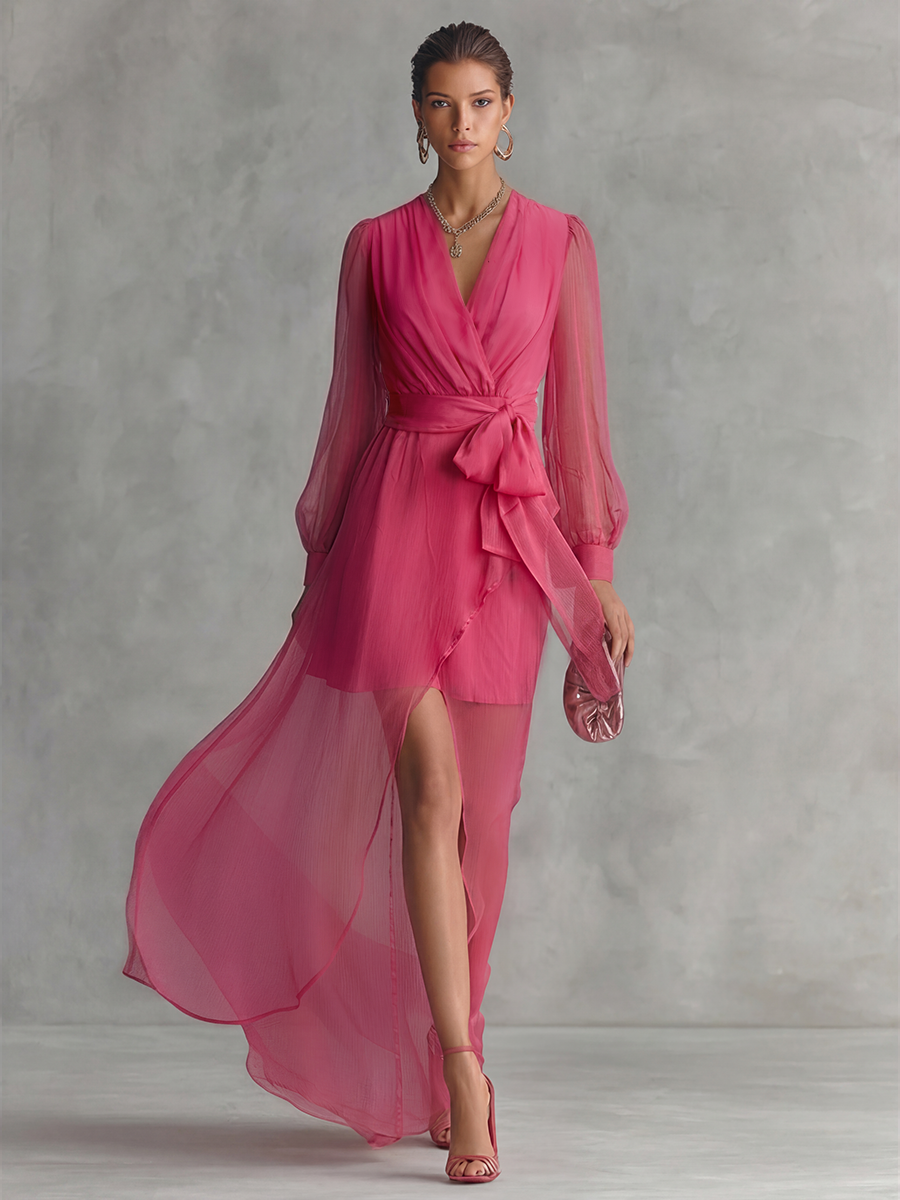 Ava | Vestito in Chiffon Rosa Pallido