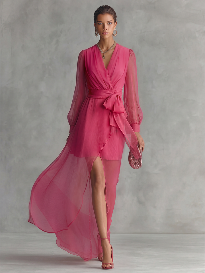 Ava | Vestito in Chiffon Rosa Pallido