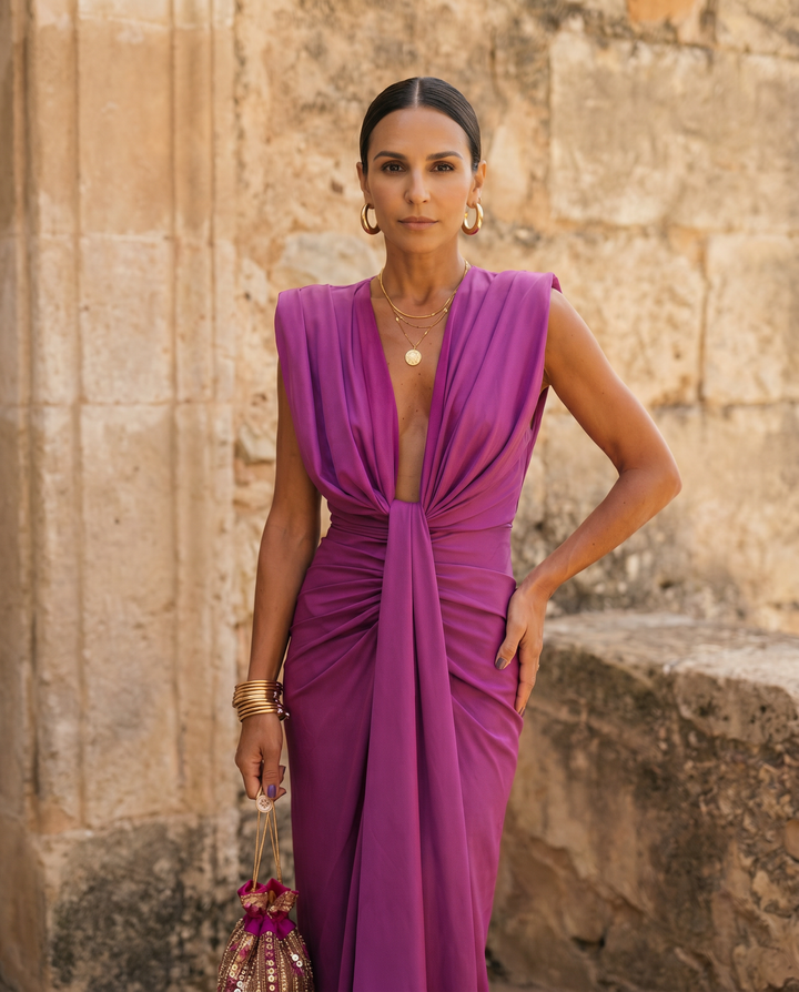Selena | Vestito Drappeggiato Ardente