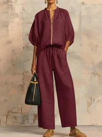 Alba | Completo Camicia a Bottoni Relax e Pantaloni a Gamba Larga