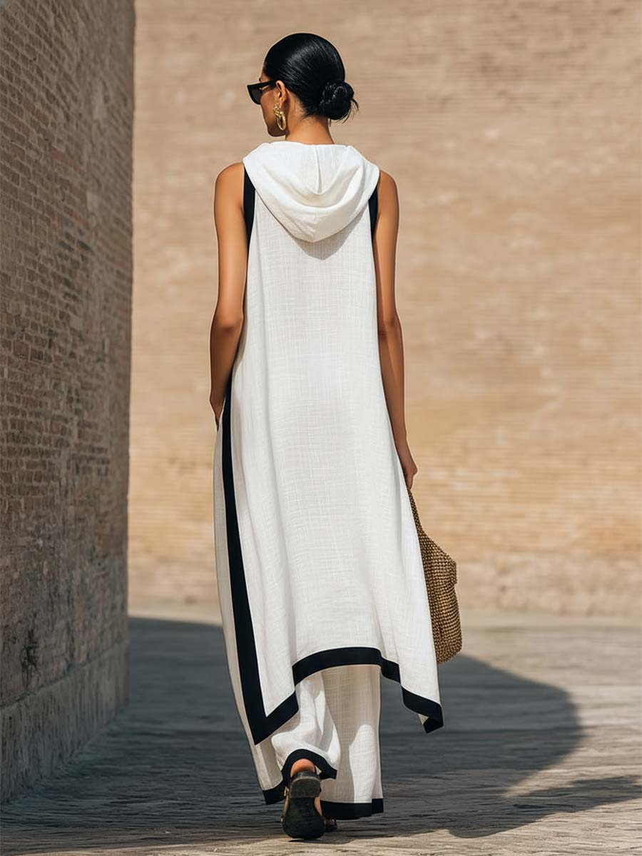 Amara | Completo Artistico in Lino Cotone con Taglio Asimmetrico Elegante