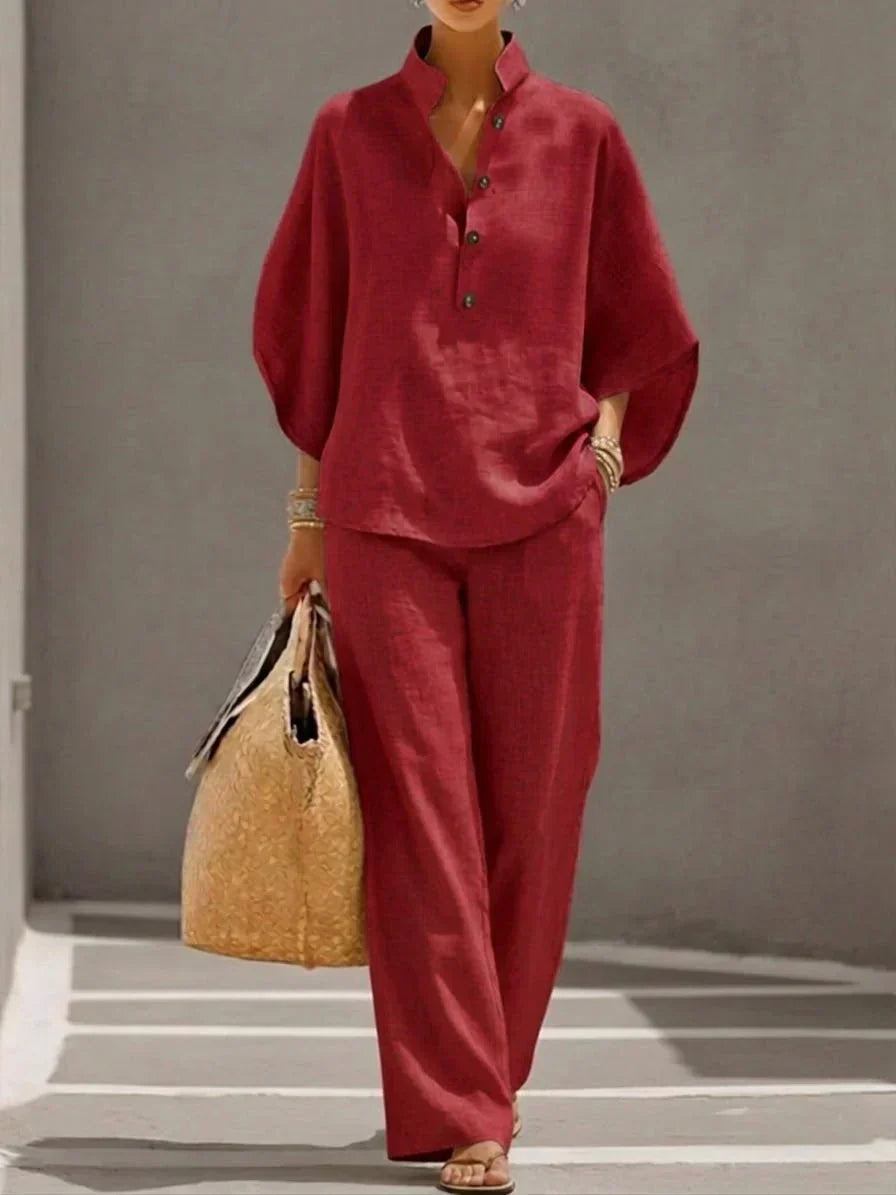 Maribel | Completo con Top a Manica Batwing e Pantaloni a Gamba Larga