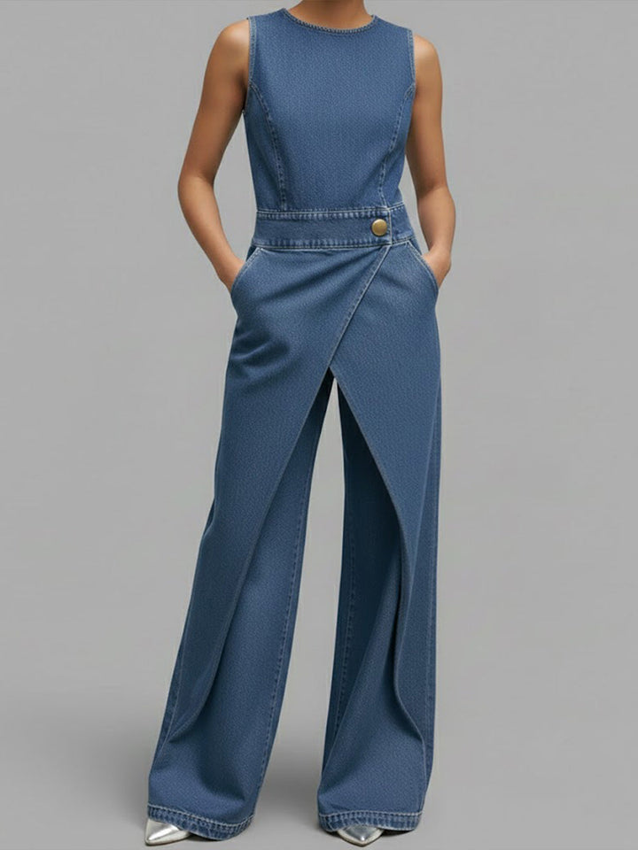 Chloé | Salopette in Denim Senza Maniche Taglio Largo