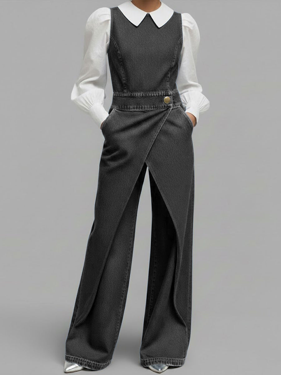 Chloé | Salopette in Denim Senza Maniche Taglio Largo
