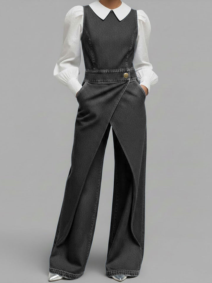 Chloé | Salopette in Denim Senza Maniche Taglio Largo