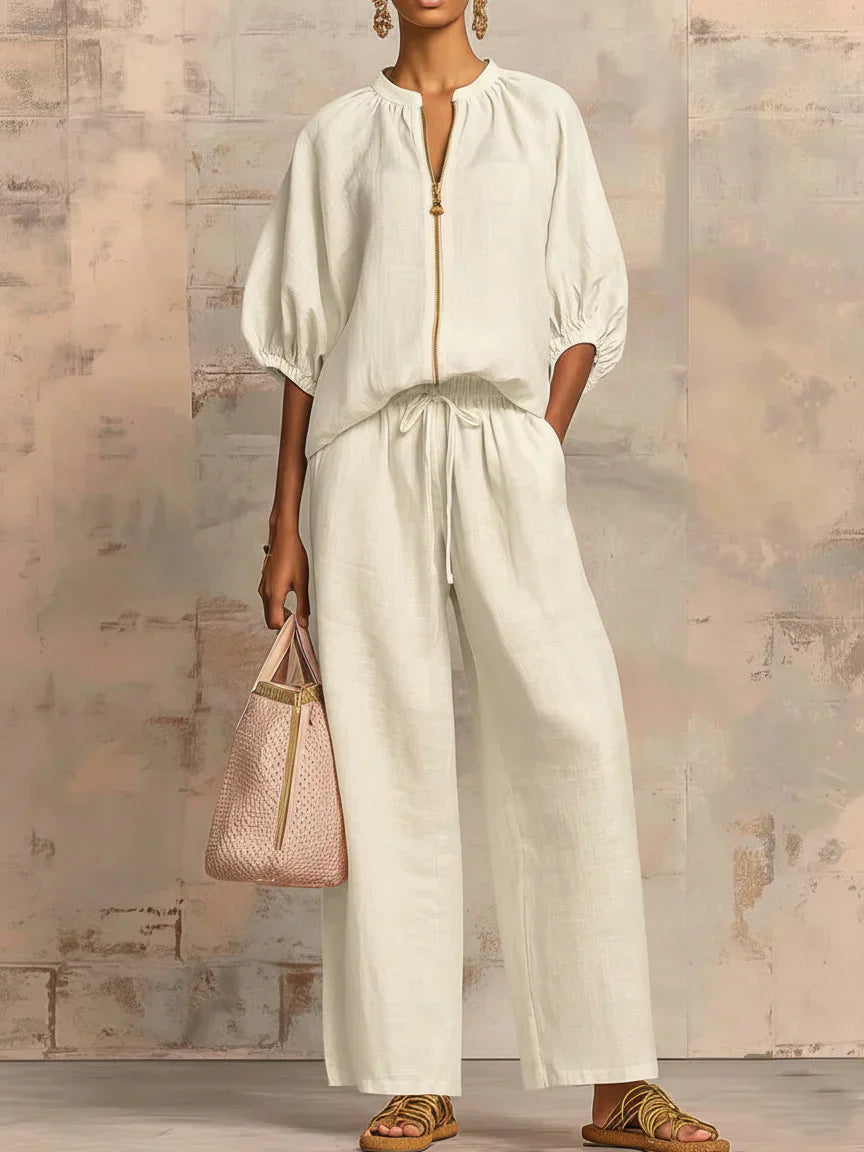 Alba | Completo Camicia a Bottoni Relax e Pantaloni a Gamba Larga