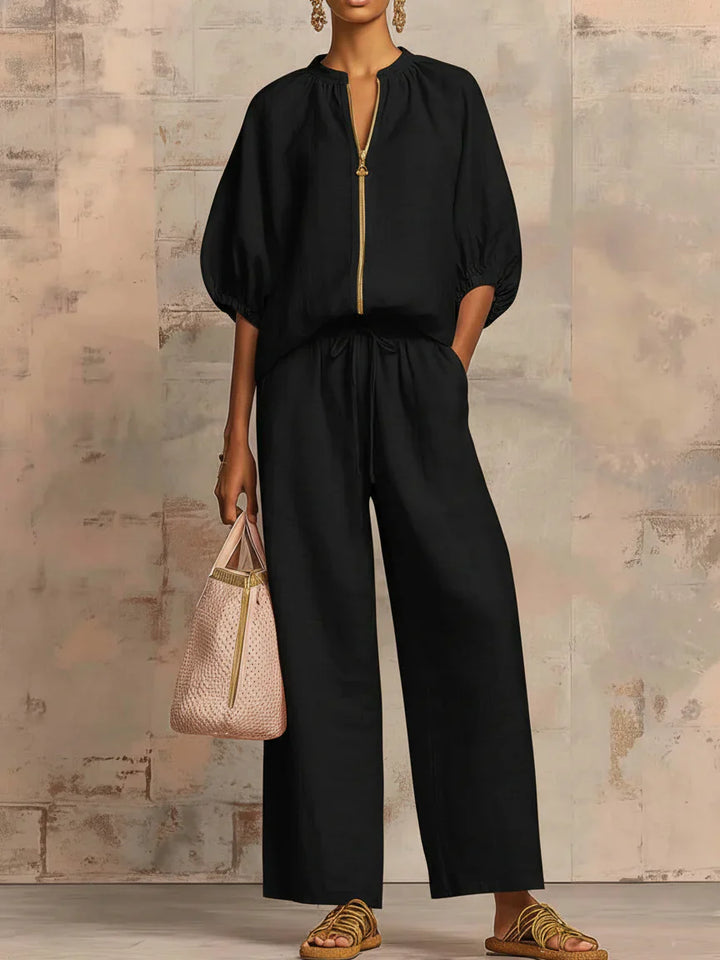Alba | Set di due pezzi: Camicia dallo stile rilassato e pantaloni a gamba larga