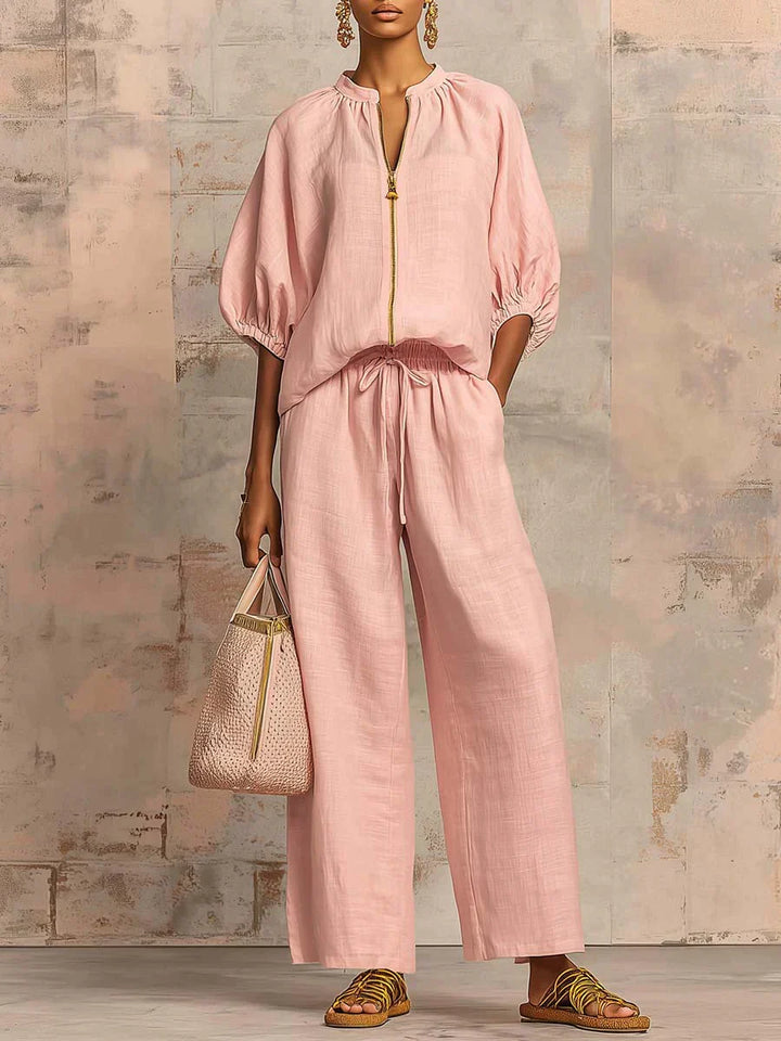Alba | Completo Camicia a Bottoni Relax e Pantaloni a Gamba Larga