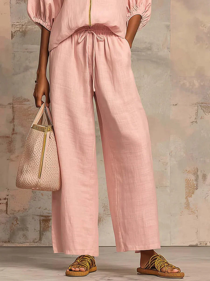 Alba | Completo Camicia a Bottoni Relax e Pantaloni a Gamba Larga