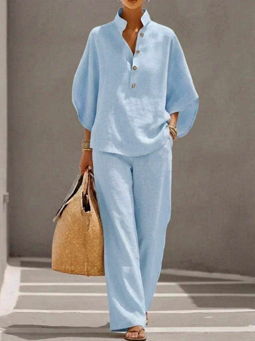 Maribel | Completo con Top a Manica Batwing e Pantaloni a Gamba Larga