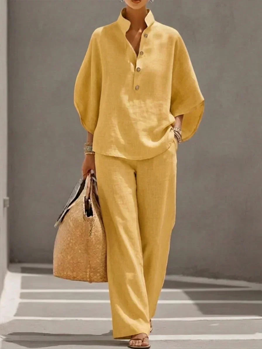 Maribel | Completo con Top a Manica Batwing e Pantaloni a Gamba Larga