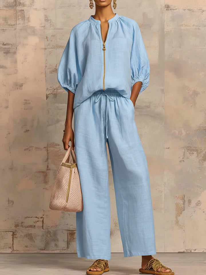 Alba | Set di due pezzi: Camicia dallo stile rilassato e pantaloni a gamba larga