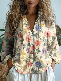 Debra | Incantevole Blusa Florale Casual a Maniche Lunghe