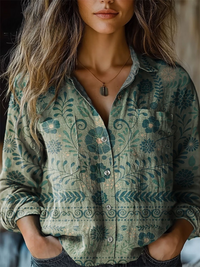 Emilia | Blusa Casual a Manica Lunga con Stampa di Fiori Vintage