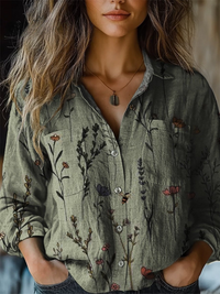 Teresa | Stampa Vintage Casual a Manica Lunga