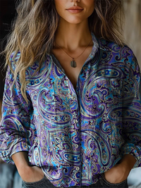 Cynthia | Blusa Paisley con Fiori Folk a Manica Lunga