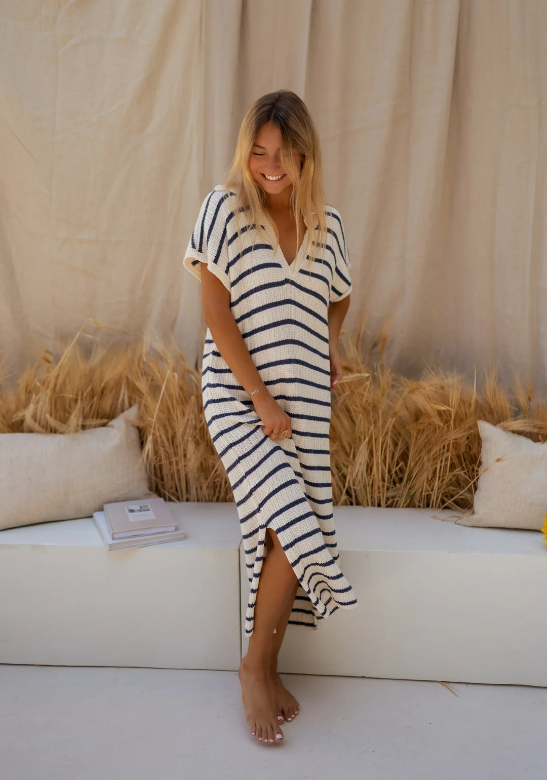 Sophia™ | Abito estivo a righe in maglia