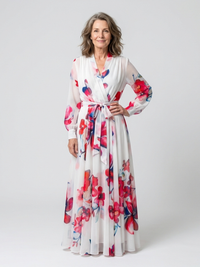 Lillian | Vestito Maxi Avvolgente a Manica Lunga Floreale