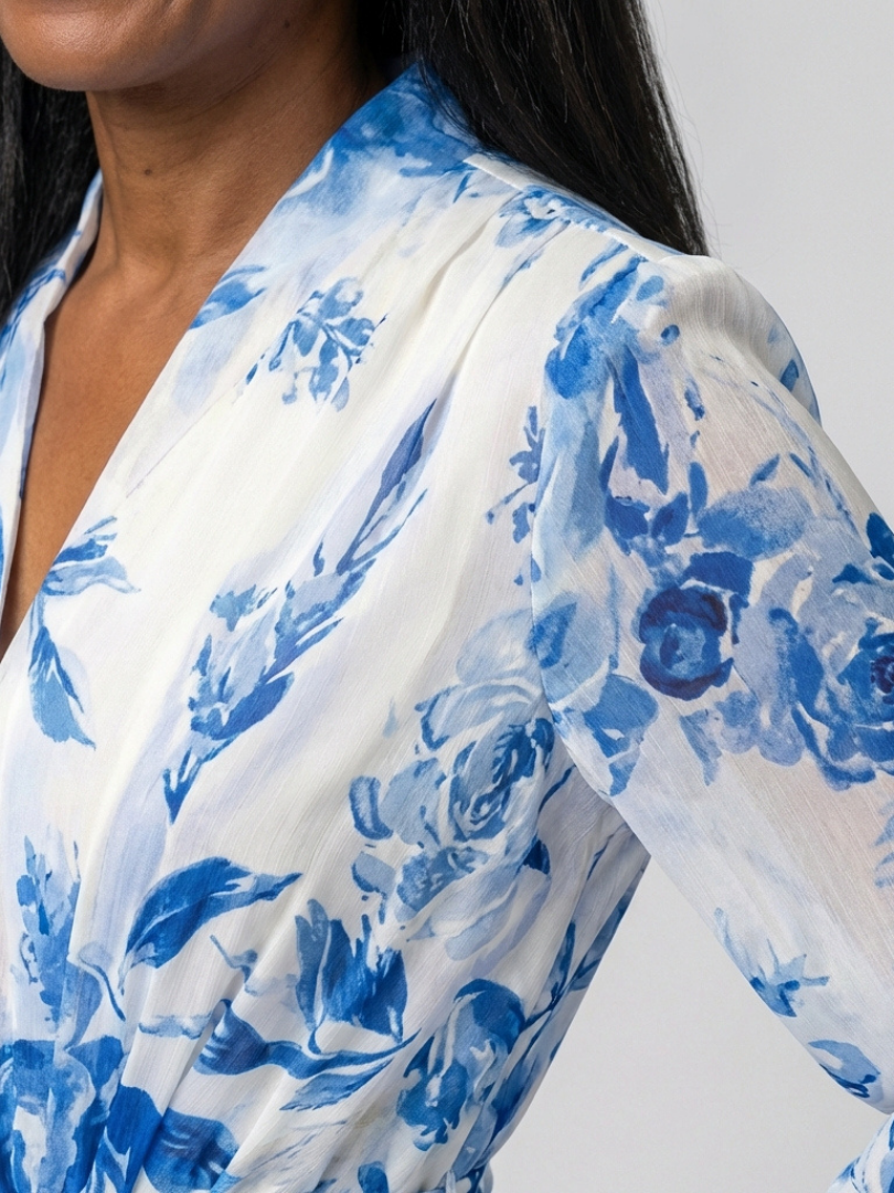 Lillian | Vestito Maxi Avvolgente a Manica Lunga Floreale