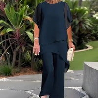 Liora | Completo Elegante con Top Asimmetrico e Pantalone Largo
