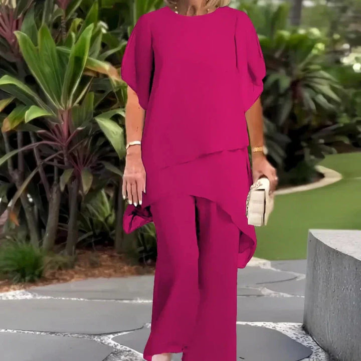 Liora | Completo Elegante con Top Asimmetrico e Pantalone Largo