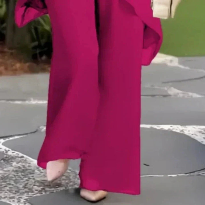 Liora | Completo Elegante con Top Asimmetrico e Pantalone Largo